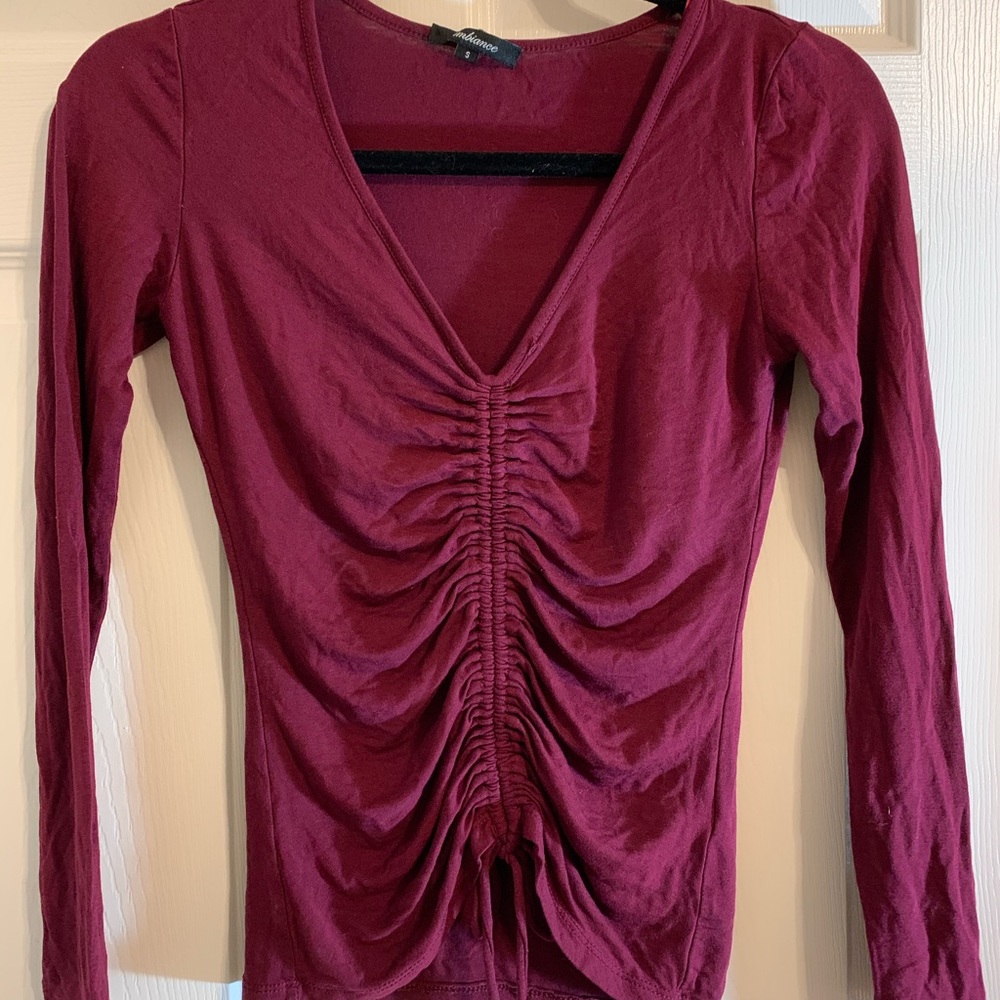 maroon long sleeve shirt (cropped) - Picture 2 of 2